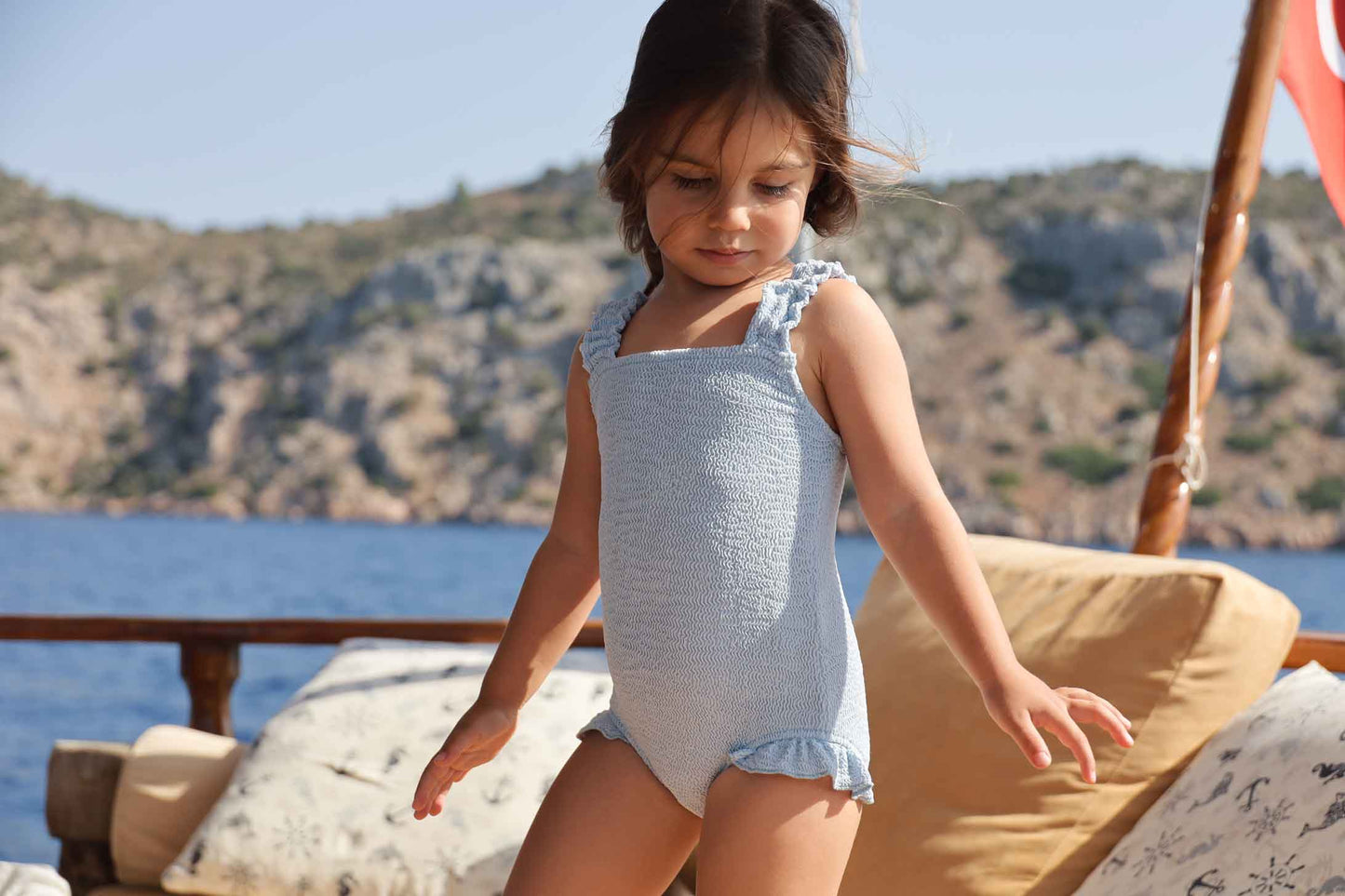 Sand Wave Smocked Swimsuit